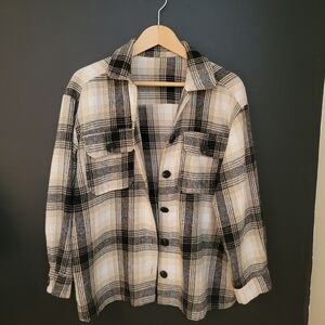 Plaid Jacket in Black and Cream